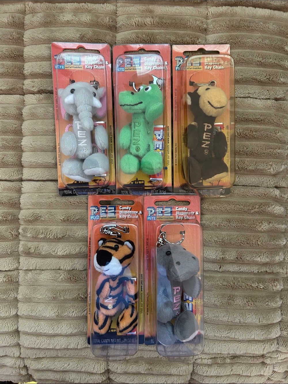Vintage PEZ Safari Babies set of 5.